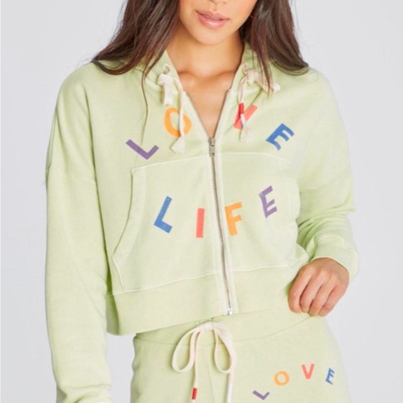 Wildfox Couture Love Life Pastel Green Hoodie and Jogger Set - Picture 2 of 4
